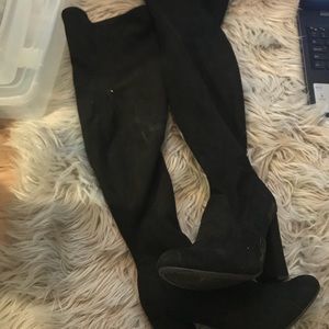 Black thigh high boots